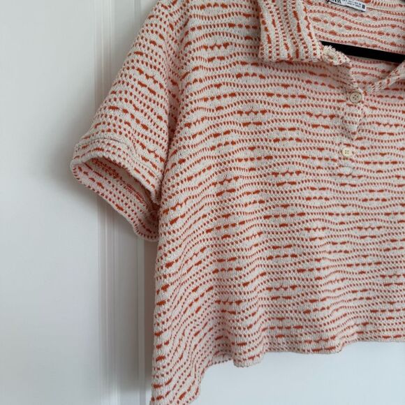 ZARA | knit crop polo top - Picture 3 of 9